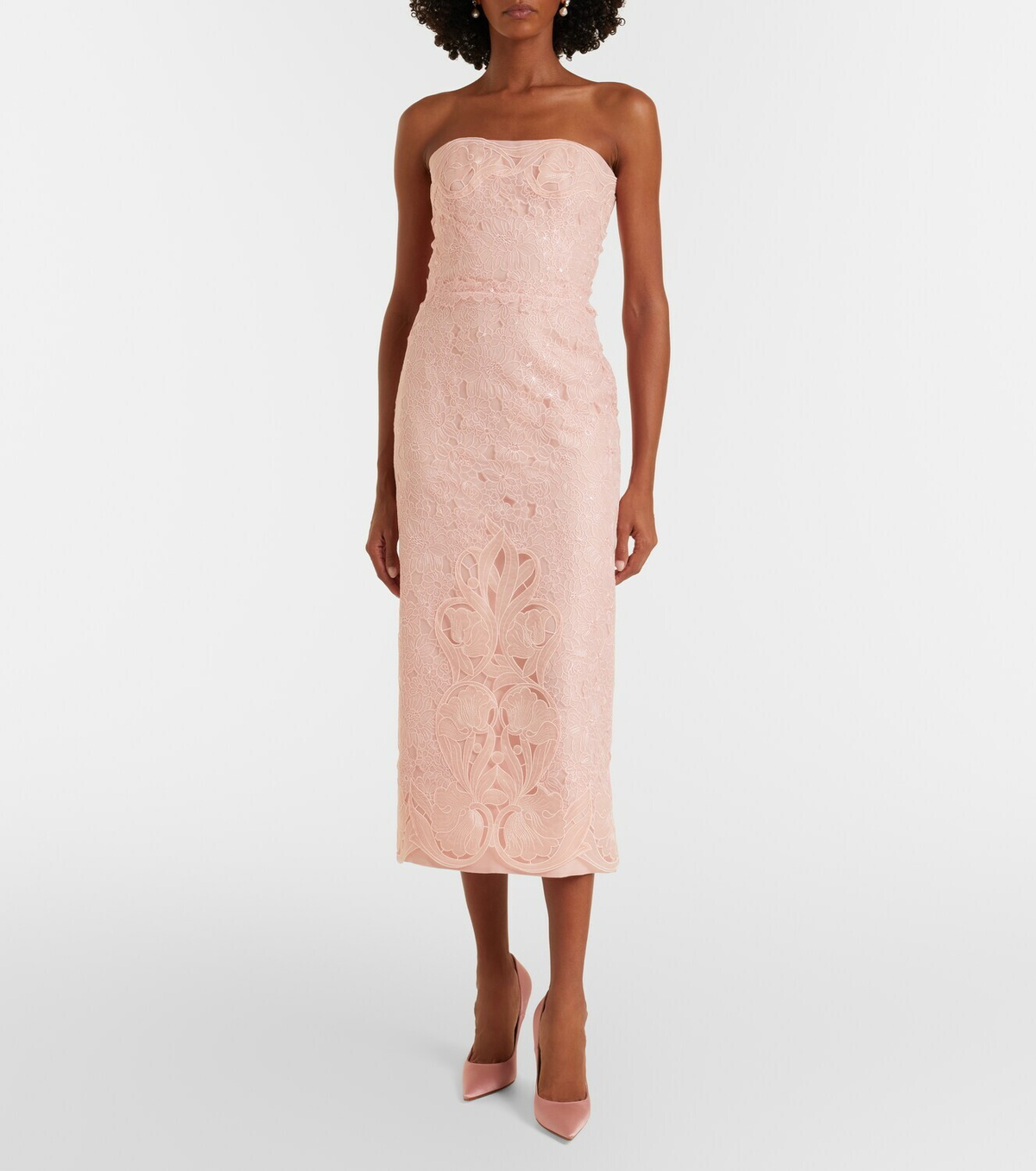 Costarellos Jillie embroidered organza bustier gown