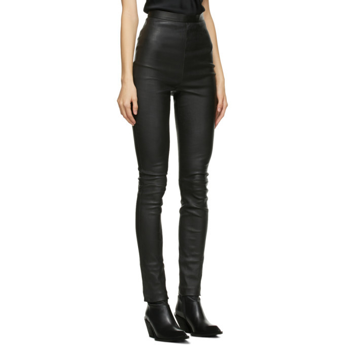 Haider Ackermann Black Leather Varukers Leggings