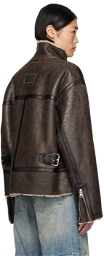 MM6 Maison Margiela Brown Pin-Buckle Leather Jacket