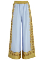LA Double J Palazzo Printed Silk-satin Trousers Multicoloured