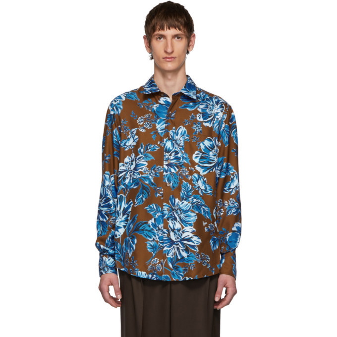 Photo: AMI Alexandre Mattiussi Brown Flower Print Shirt