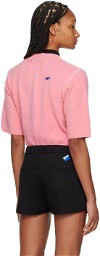 ADER error Pink Logo Flag Cardigan