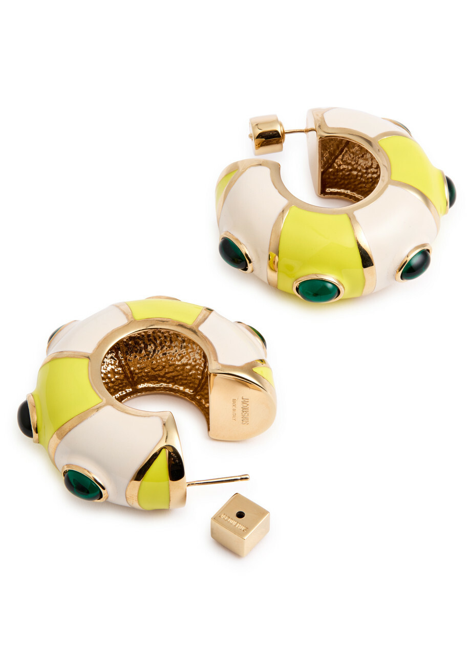 Jacquemus Les Boucles Rayures Enamelled Hoop Earrings - Multicoloured 1 - One Size