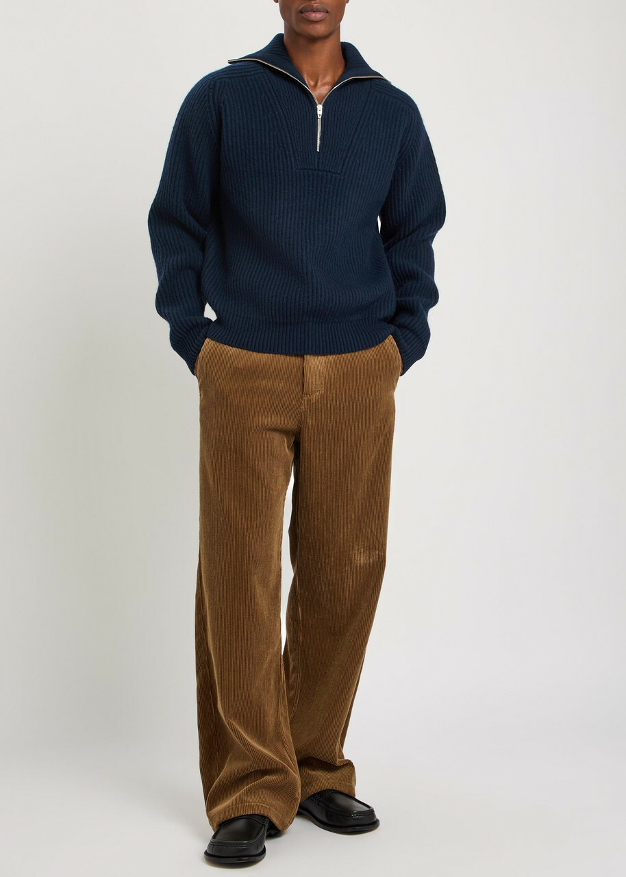 Jil Sander High-neck Ribbed-wool Jumper Navy Jil Sander