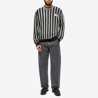 Maison Kitsuné Men's Flag Logo Intarsia Stripe Knit in Black/Stone