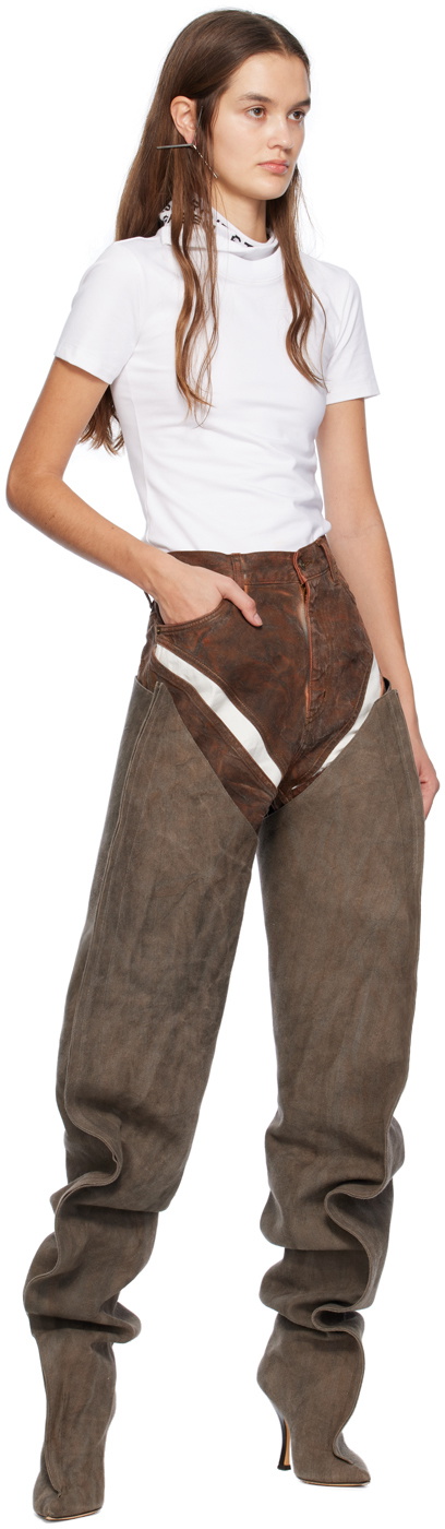 Y/Project Brown Scrunch Boots