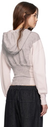 Eckhaus Latta White & Gray Snatched Hoodie