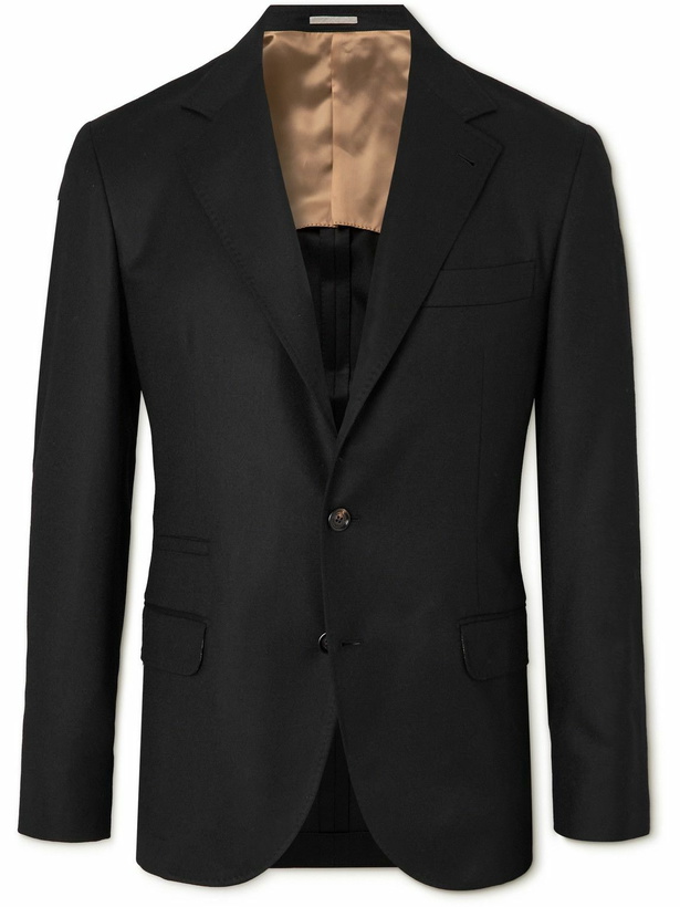 Photo: Brunello Cucinelli - Virgin Wool-Flannel Blazer - Black