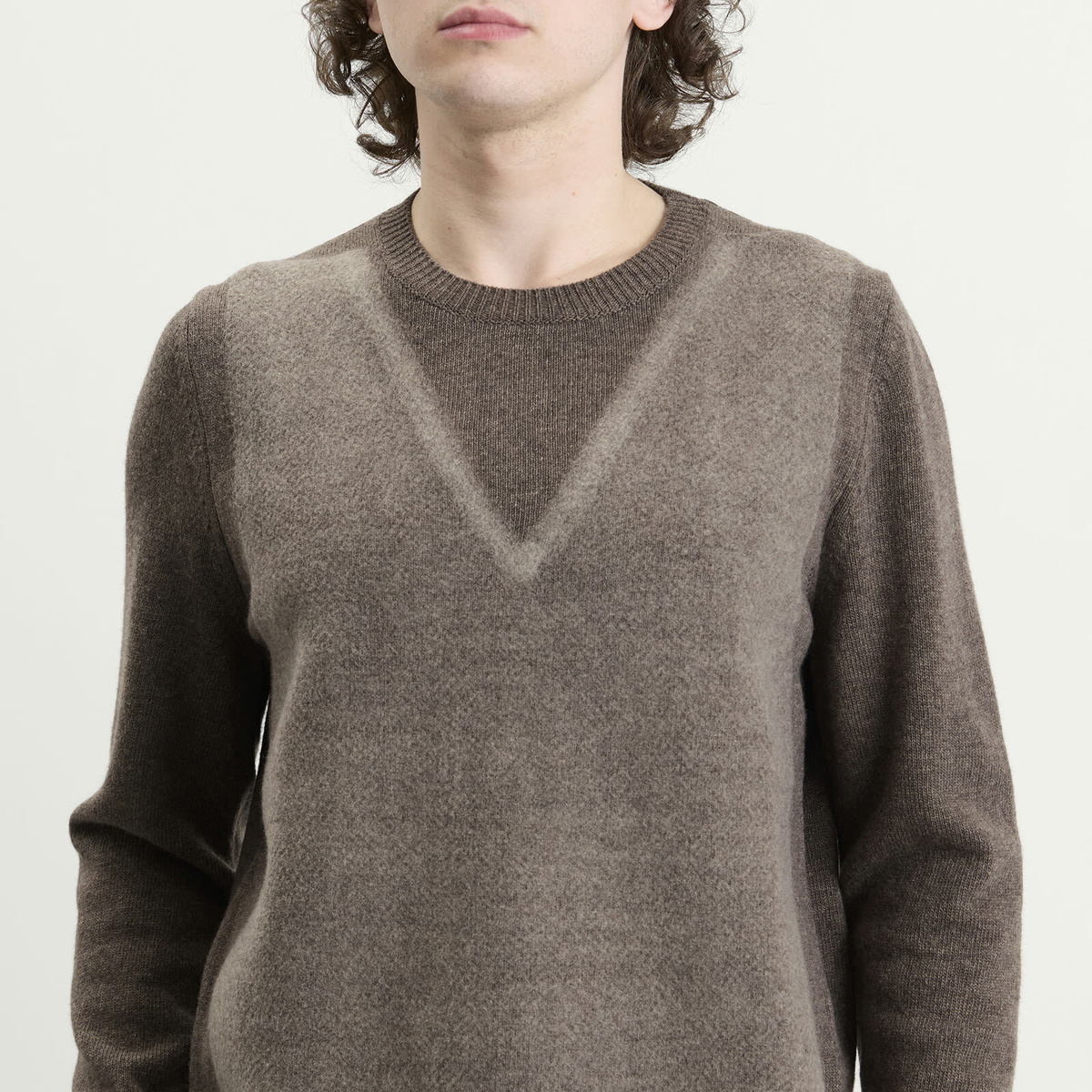 Maison Margiela Men's Fused Knit Sweater in Mud/Ecru
