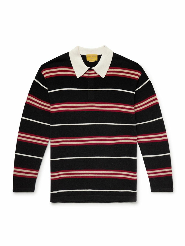 Photo: Guest In Residence - Rugby Striped Cashmere Polo Shirt - Black