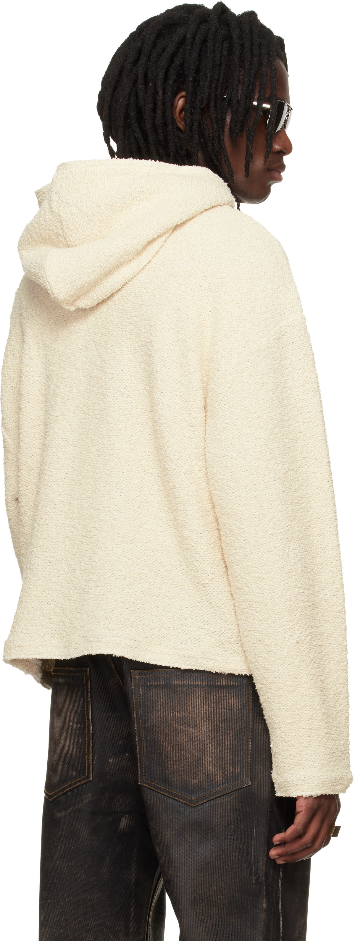 424 Beige Dropped Shoulder Hoodie