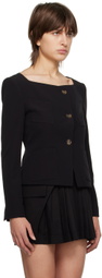 J KOO Black Square Neck Blazer