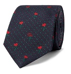 Gucci - 7.5cm Logo-Embroidered Silk-Jacquard Tie - Navy