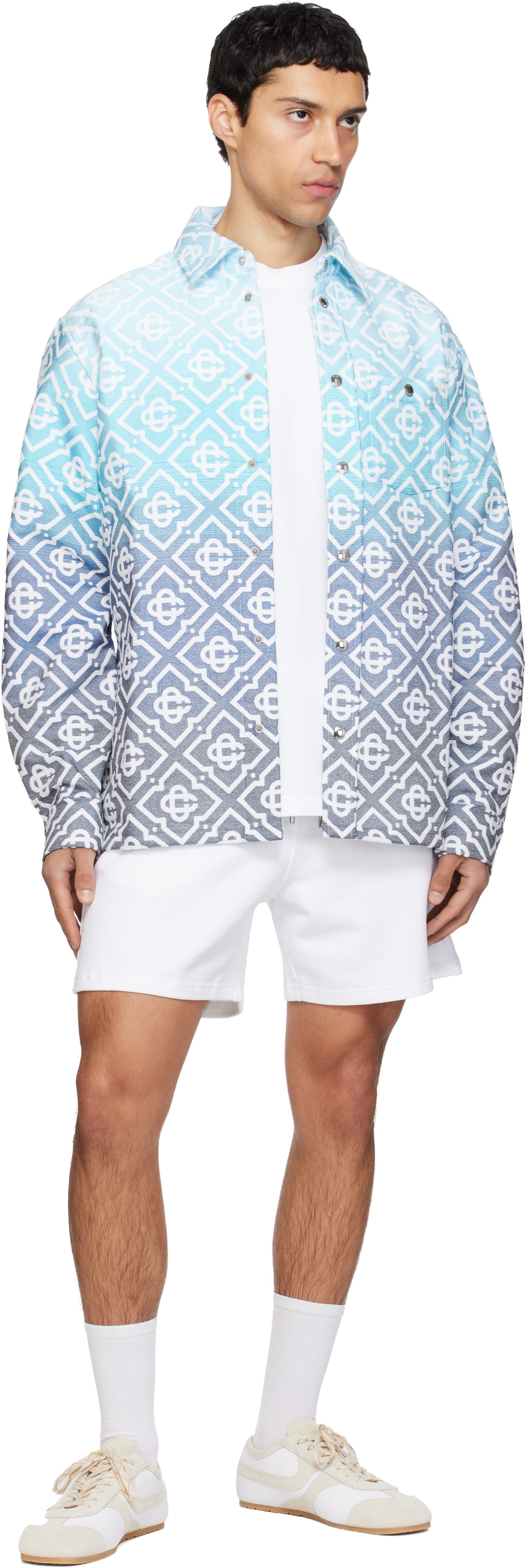 Casablanca Blue Monogram Gradient Jacquard Jacket