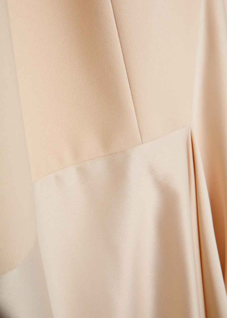 Solace London Cece Draped Satin and Crepe Maxi Dress Cream