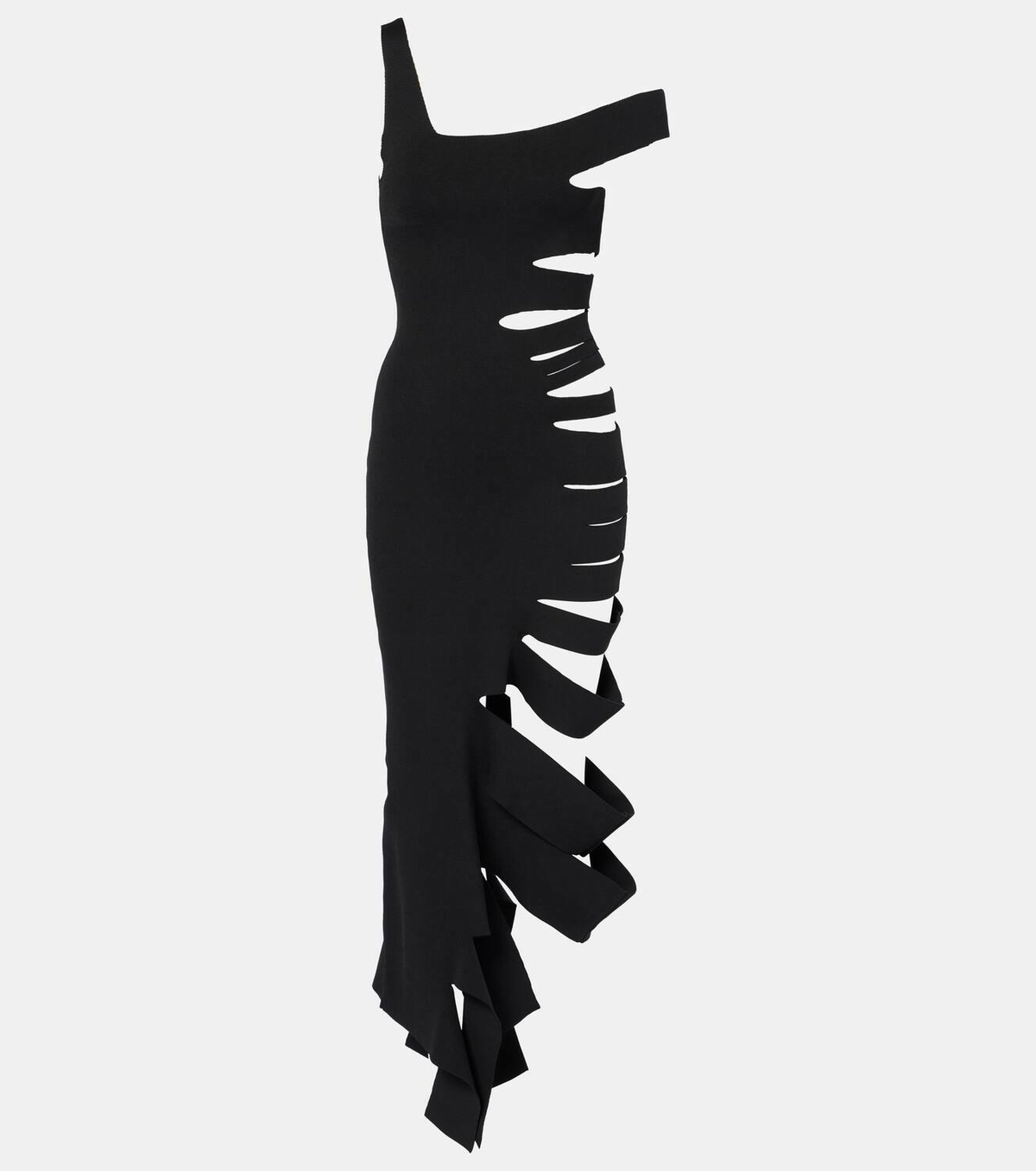 asymmetric cutout midi dress Red Crepe Asymmetric Dress – shopaleena main image 1