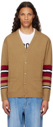 Moschino Brown Virgin Wool Striped Cardigan