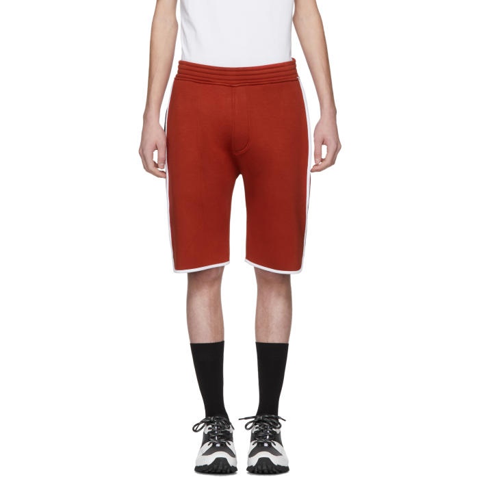 Photo: Neil Barrett Red and White Slouch Low-Rise Basketball Shorts