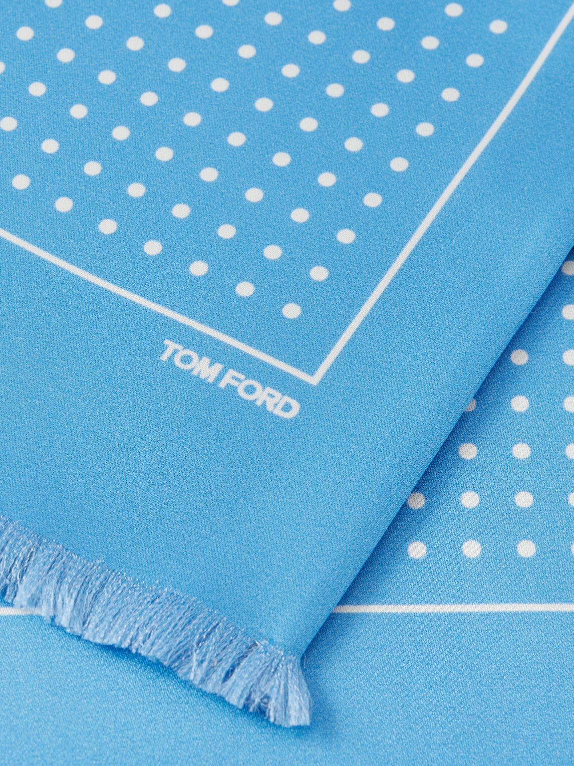 TOM FORD - Polka-Dot Silk-Satin Scarf - Blue
