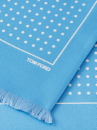 TOM FORD - Polka-Dot Silk-Satin Scarf - Blue