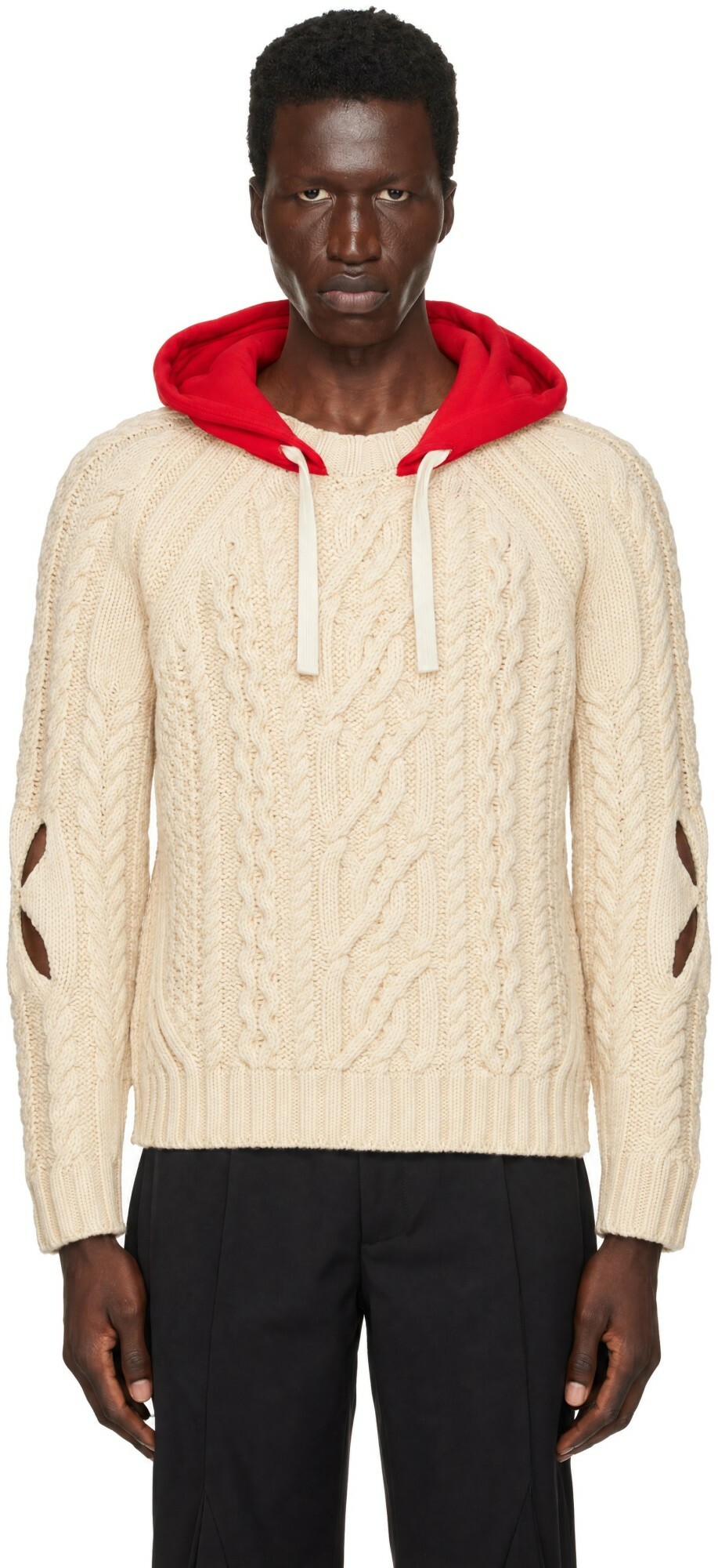 Stefan Cooke Beige Hooded Cable Sweater