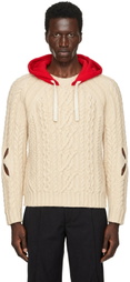 Stefan Cooke Beige Hooded Cable Sweater