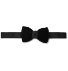 Lanvin - Pre-Tied Silk Satin-Trimmed Velvet Bow Tie - Black