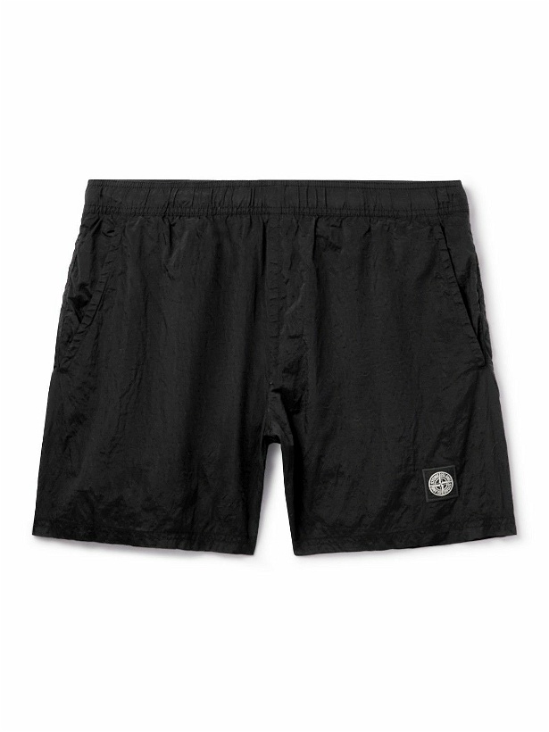 Photo: Stone Island - Logo-Appliquéd Straight-Leg Mid-Length Swim Shorts - Black