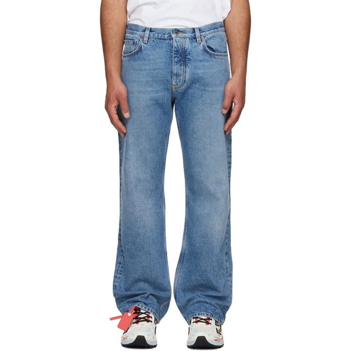 Photo: Off-White Blue Half Arrow Slim Relaxed Jeans