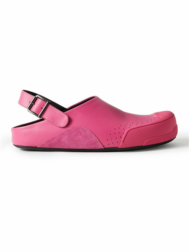 Photo: Marni - Rubber and Suede-Trimmed Leather Clogs - Pink