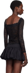 Yuhan Wang Black Off-Shoulder Lace Blouse
