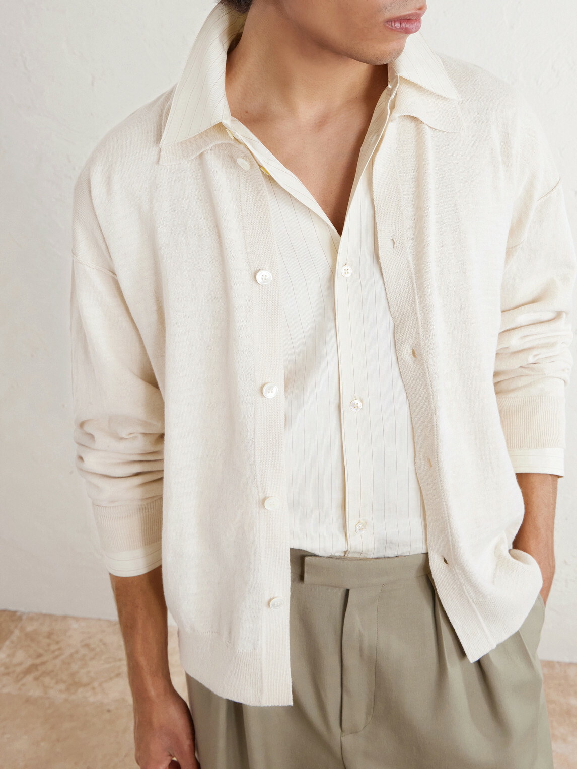 mfpen - Formal Cotton and Linen-Blend Cardigan - Neutrals
