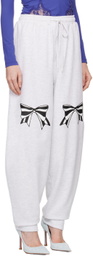 Pushbutton Gray Ribbon Printed Sweatpants