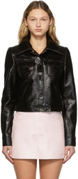 Courrèges Black Cropped Vinyl Trucker Jacket