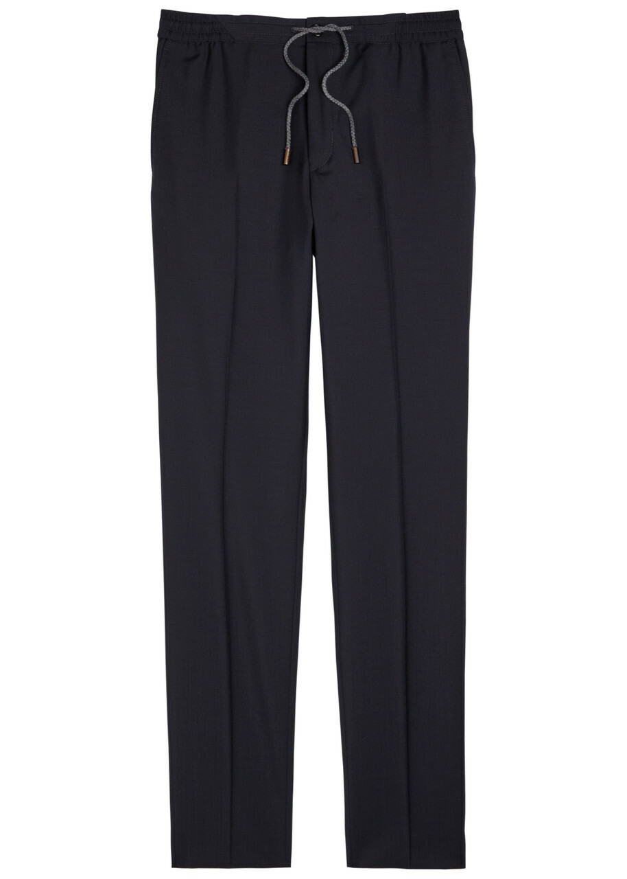 Slowear Drawstring Tapered-leg Wool Trousers Navy