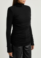 Aexae Ruched Stretch-jersey top Black