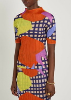 Pleats Please Issey Miyake Printed Pleated Woven top Red