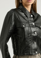 Rabanne Crocodile-effect Glossed Leather Jacket Black