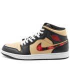 Air Jordan Men's 1 Mid Se Tt Sneakers in Black/Sesame/Red