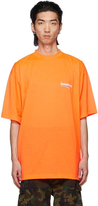 Photo: Balenciaga Orange Political Campaign Large Fit T-Shirt