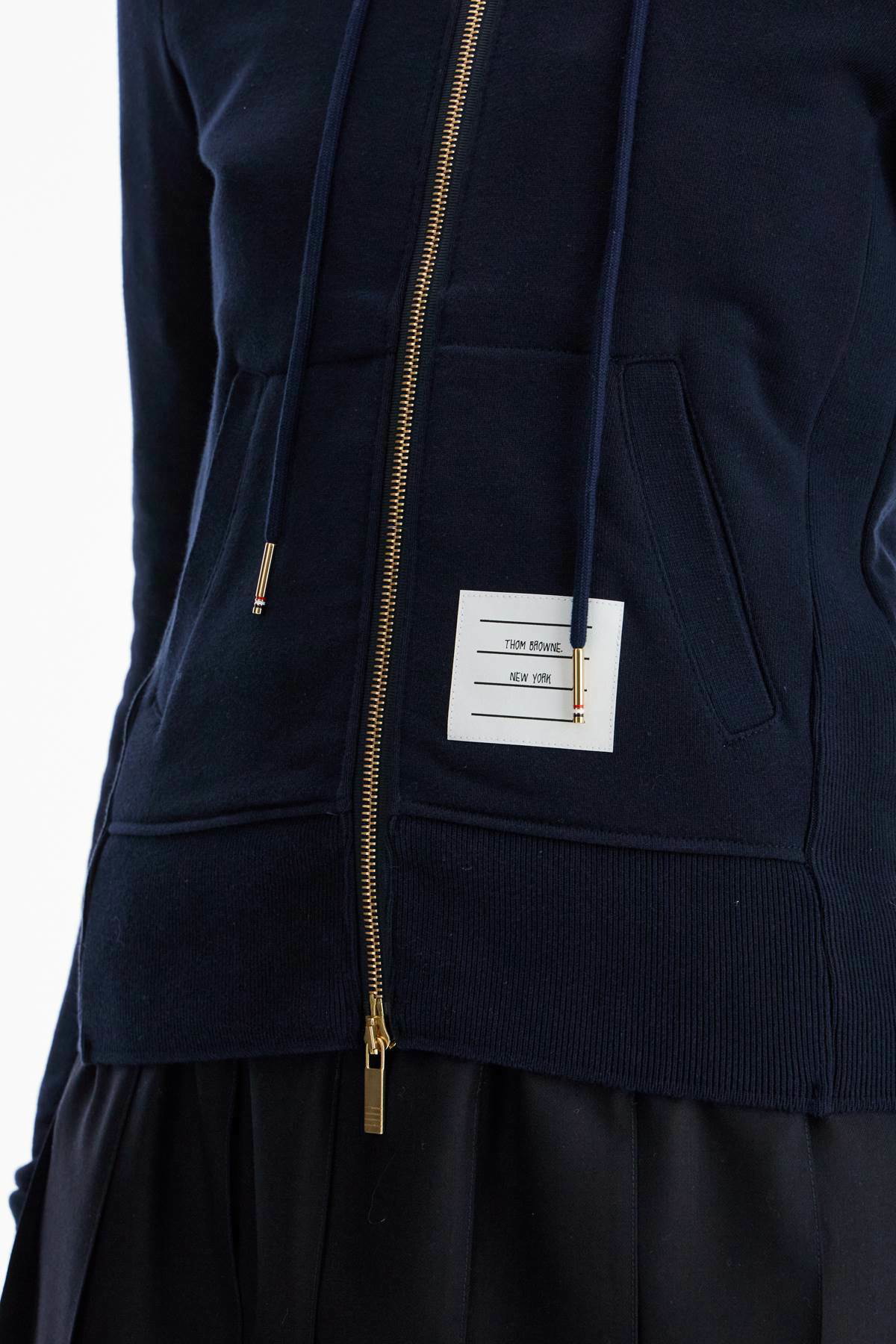 パーカー・フーディ Thom Browne Blue 4-Bar Full-Zip Hoodie THOM BROWNE 4-bar full zip hoodie Blue Thom Browne