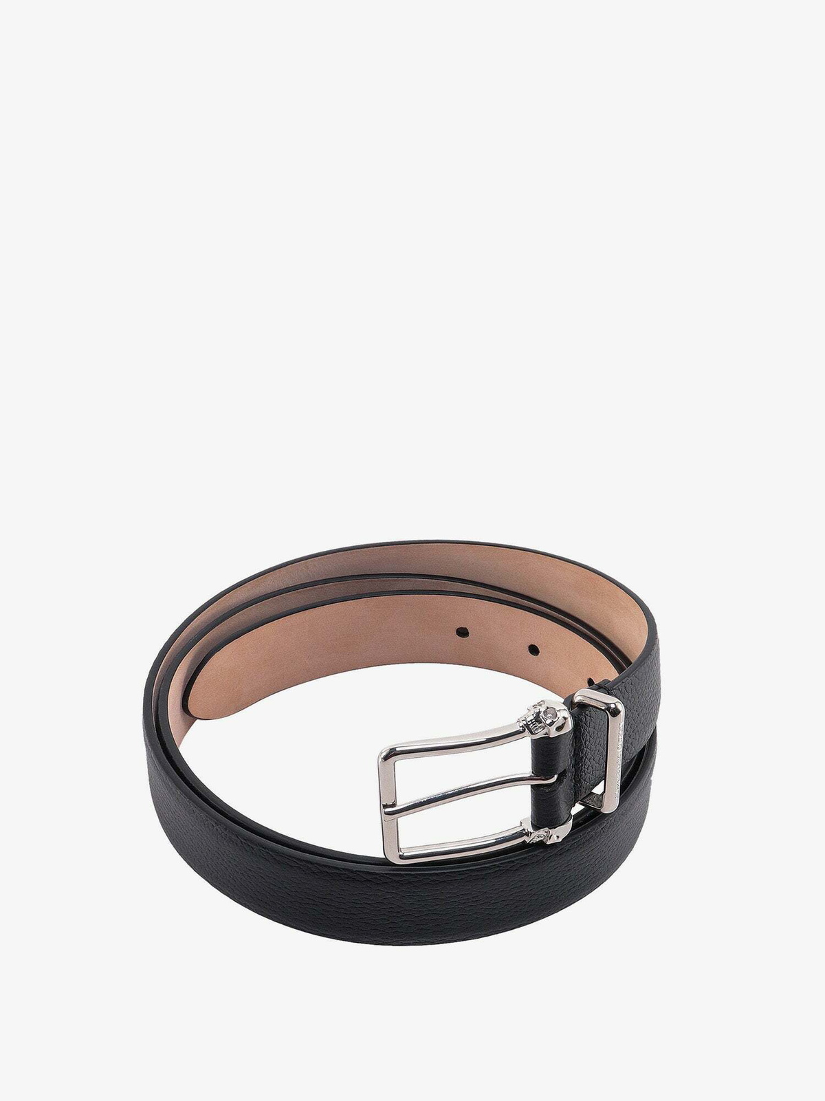 BRAND NEW Alexander McQueen Belt Alexander McQueen Chain-Trimmed Leather Belt Black in Metal  main image 2