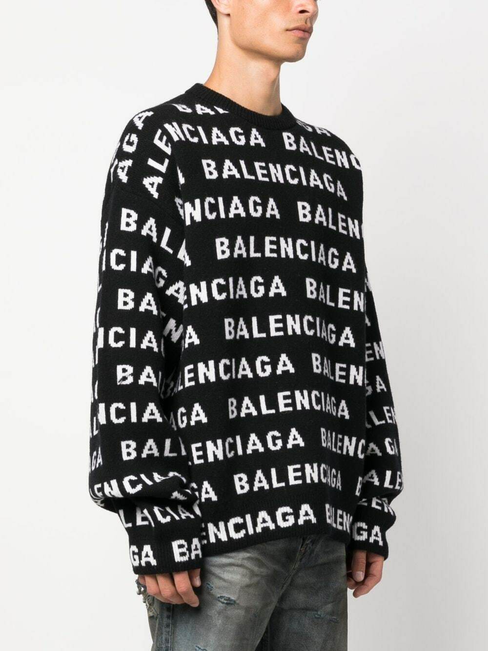 BALENCIAGA - Allover Logo Crewneck Sweater Balenciaga