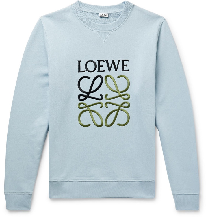 Photo: Loewe - Logo-Embroidered Loopback Cotton-Jersey Sweatshirt - Blue