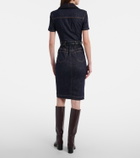 Self-Portrait Belted denim midi dress