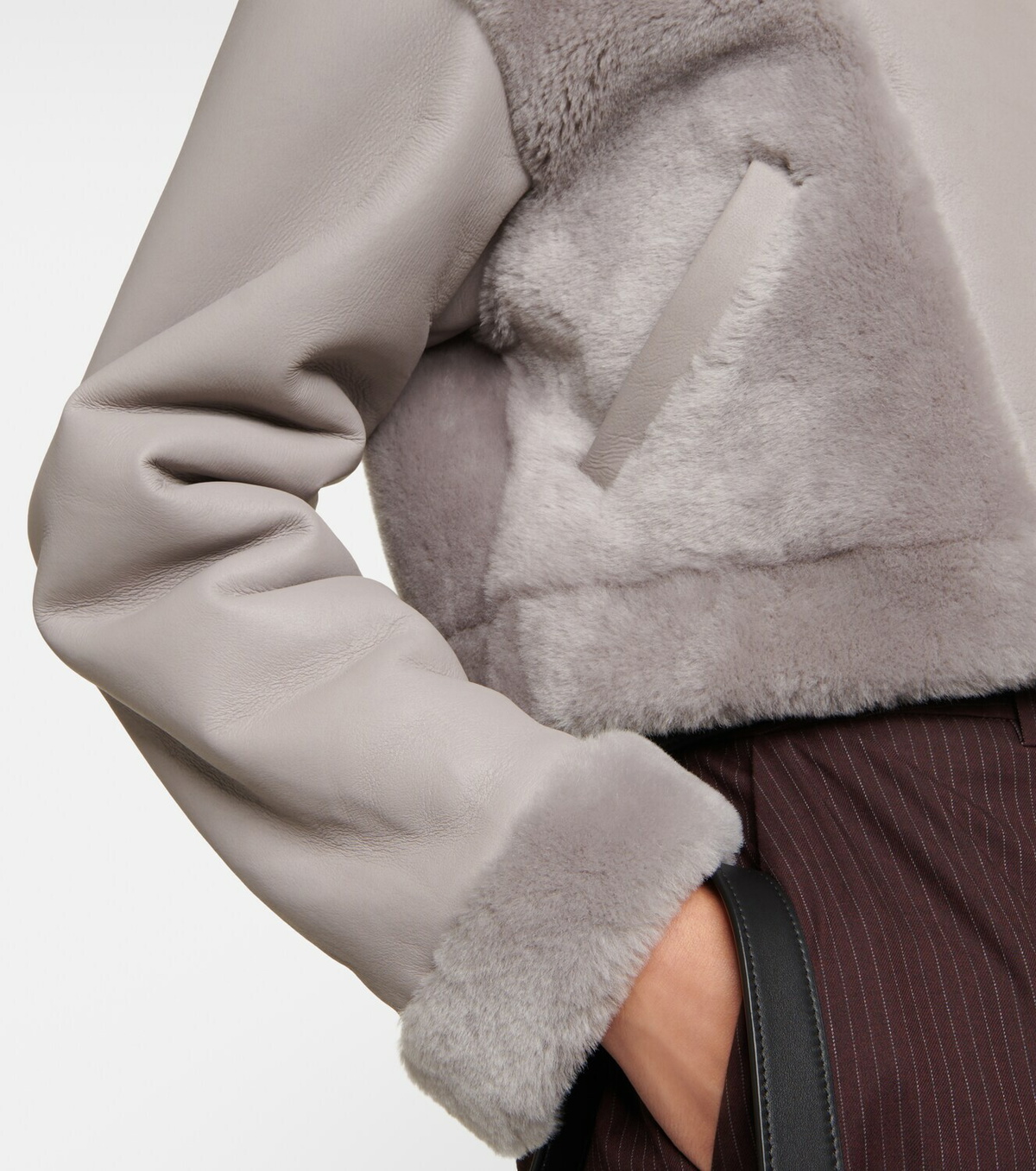 Logo shearling jacket in white - Prada, Mytheresa