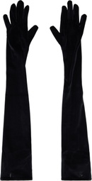 Mugler Black Velour Gloves