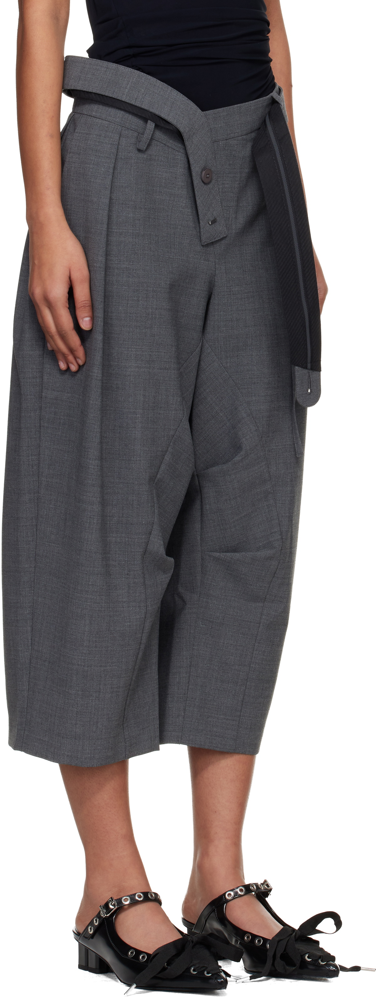 Ottolinger Gray Strapped Baggy Suit Shorts