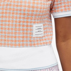 Thom Browne Women's Short Sleeve Tweed Polo Shirt Top in Orange