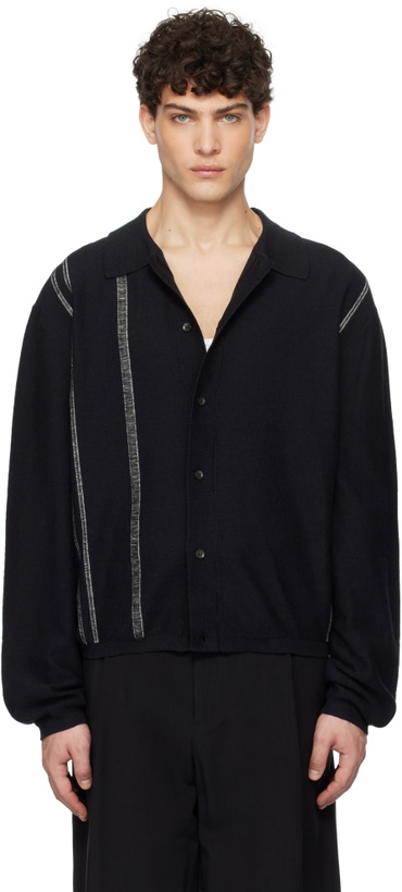 Photo: COMMAS Black Yarn Stripe Collared Cardigan